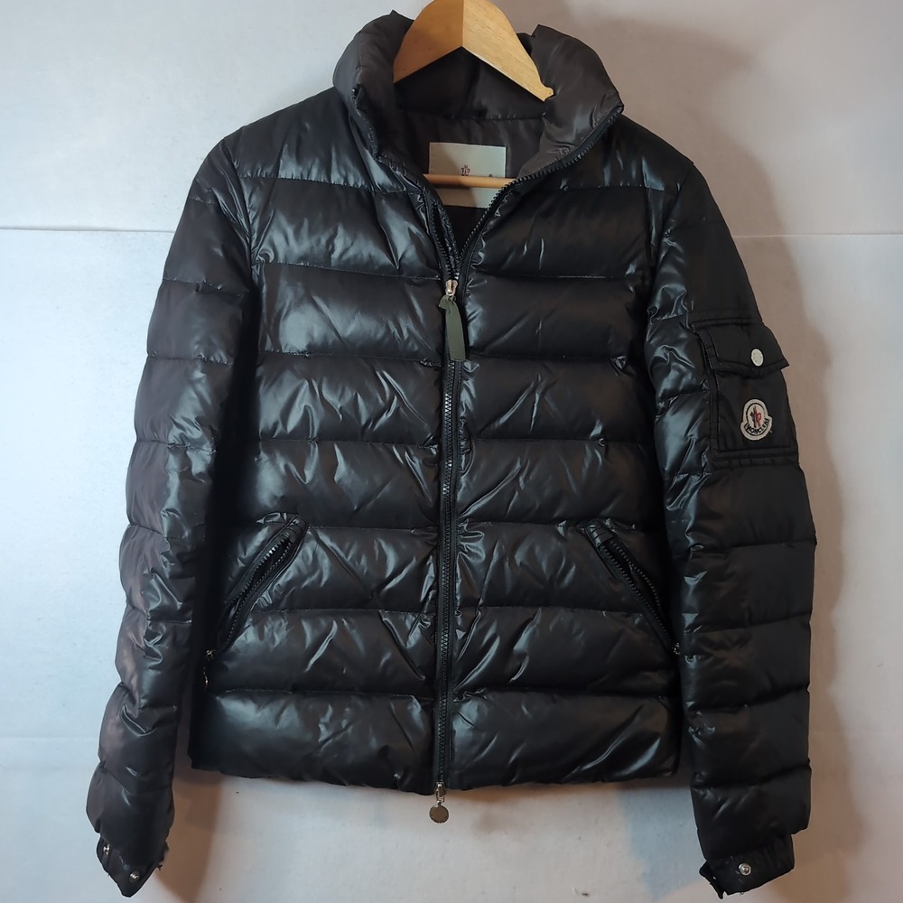 Vtg Moncler Badia Black Shiny Down Puffer Jacket Women Size 1 Small Quilted Y2K